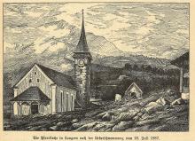 Kirche Lungern nach der Überschwemmung 1887